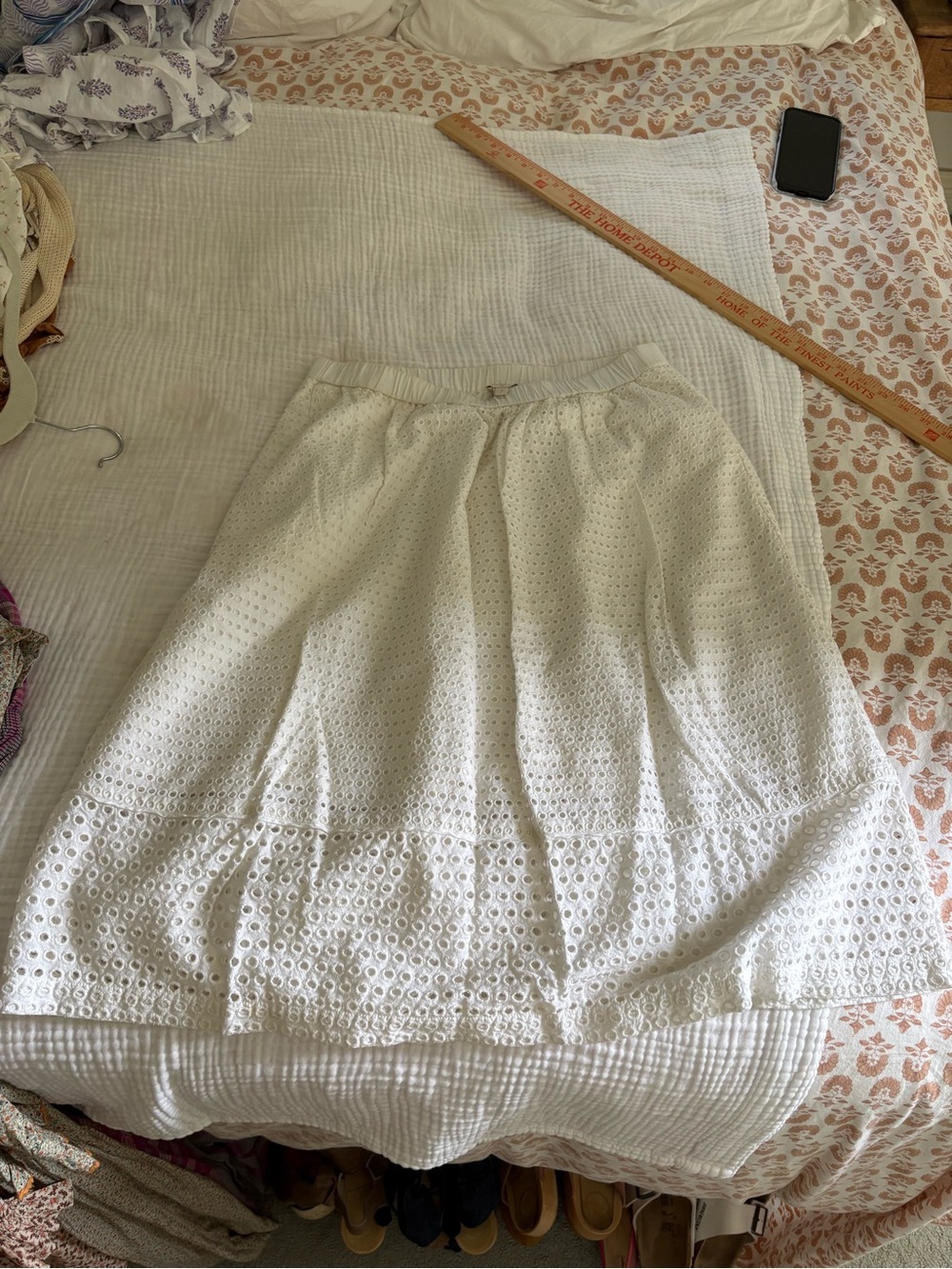 J. Crew White Eyelet Midi Skirt